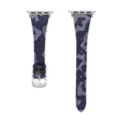 Cinturino per orologio in pelle con stampa leopardo in denim compatibile Apple Watch. - 42/44/45/49 mm - (46 mm Gen 10/11) / Blu scuro