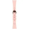 Cinturino per orologio in pelle rosa sottile 18mm di ricambio con fibbia deployante donna. - Rosa - chiusura a farfalla oro rosa