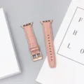 Cinturino per orologio in pelle rosa di ricambio per smartwatch con fibbia oro rosa. - 42/44/45/49 mm - (46 mm Gen 10/11) / Rosa - fibbia oro rosa