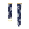 Cinturino per orologio in denim a quadri blu con pelle e fibbia dorata, cinturino di ricambio. - Per Fit 3 / Fit 4 / Blu scuro - fibbia oro