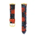 Cinturino per orologio in tessuto a quadri rosso e blu con pelle e fibbia dorata. - Per Fit 3 / Fit 4 / Rosso - fibbia dorata