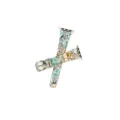 Cinturino in pelle con stampa floreale compatibile con Apple Watch accessorio elegante. - 42/44/45/49 mm - (46 mm Gen 10/11) / verde-grigio
