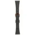 Cinturino in pelle 18mm nero sottile fibbia deployante ricambio accessorio elegante - Nero - chiusura a farfalla oro rosa