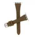 Cinturino per orologio in pelle e lana marrone per smartwatch, design elegante con fibbia in metallo. - Marrone scuro