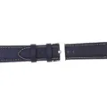 Dunkelblaues Lederuhrenarmband mit Silberschnalle und Kontrastnaht Variante Detailansicht. - Marineblau - Silberschnalle