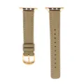Cinturino per orologio in pelle litchi kaki compatibile con Apple Watch fibbia oro rosa variante - 42/44/45/49 mm - (46 mm Gen 10/11) / Marrone - fibbia oro rosa