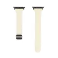 Beige Magnetic Leather Watch Band Variant for Apple Watch Compatible Replacement Strap Accessory - Off White
