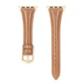 Brown leather watch strap compatible with smart watch, featuring a rose gold diamond pin buckle. - Pink - Rose Gold Buckle