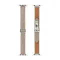Cinturino di ricambio in tela e pelle con fibbia a D compatibile con Apple Watch elegante. - 42/44/45/49 mm - (46 mm Gen 10/11) / Kaki