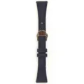 Cinturino per orologio sottile in pelle blu scuro da 18mm con fibbia deployante donna. - Blu navy - chiusura a farfalla oro rosa
