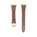 Vista dettagliata del cinturino in pelle marrone con fibbia dorata e design a vita sottile. - 42/44/45/49 mm - (46 mm Gen 10/11) / Caffè-Fibbia Dorata