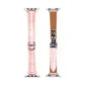 Cinturino in pelle coccodrillo rosa per Apple Watch con fibbia a D e chiusura in metallo. - 42/44/45/49 mm - (46 mm Gen 10/11) / Rosa-Fibbia Argentata