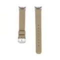 Correa de reloj de cuero beige de repuesto con hebilla plateada y costuras blancas finas. - Compatible con Xiaomi 8/9/10 / Caqui