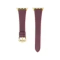 Premium leather watch strap compatible with Apple Watch, stylish slim waist design with gold buckle. - Wine Red - Gold Buckle
