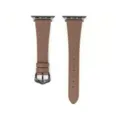 Cinturino in pelle marrone sottile vista dettaglio, compatibile Apple Watch 42 46 mm - 42/44/45/49 mm - (46 mm Gen 10/11) / Marrone caffè - fibbia nera