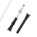 Cinturino per orologio in pelle sottile con chiusura deployante smartwatch nero - 42/44/45/49 mm - (46 mm Gen 10/11) / Nero