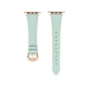 Cinturino in pelle verde menta per Apple Watch di ricambio con fibbia e adattatori oro rosa. - 38/40/41 mm - (42 mm Gen 10/11) / Blu ghiaccio - fibbia oro rosa