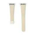 Cinturino Apple Watch in pelle beige, ricambio grana litchi con fibbia magnetica. - 42/44/45/49 mm - (46 mm Gen 10/11) / Bianco Sporco
