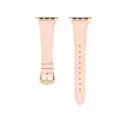 Pink leather watch strap for Apple Watch, featuring elegant gold buckle and durable design. - Sakura Pink - Rose Gold Buckle