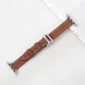 Cinturino di ricambio in pelle marrone sottile compatibile con Apple Watch, elegante. - 42/44/45/49 mm - (46 mm Gen 10/11) / Ambra