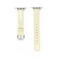 Cinturino di ricambio in pelle sottile per Apple Watch, elegante cinturino beige con fibbia argentata. - Bianco Crema - Fibbia Argentata