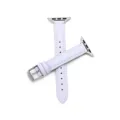 Bracelet de montre en cuir fin compatible avec Apple Watch, design violet clair élégant. - Cuir violet lavande - boucle argentée