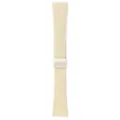 Beige leather watch strap with magnetic folding clasp, premium litchi grain replacement band. - Applicable: S4 41mm Small Dial / Xiaomi White