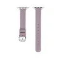 Dettaglio cinturino di ricambio in pelle viola sottile, texture morbida per eleganti smartwatch. - 38/40/41 mm - (42 mm Gen 10/11) / viola taro