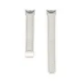 Replacement leather watch strap with lychee pattern and magnetic buckle, detailed view. - Tech Silver