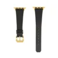 Cinturino di ricambio in pelle nera compatibile con Apple Watch, elegante cinturino con fibbia. - 42/44/45/49 mm - (46 mm Gen 10/11) / Nero-Fibbia Dorata