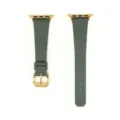 Cinturino di ricambio in pelle verde scuro per Apple Watch con fibbia in metallo dorato - 42/44/45/49 mm - (46 mm Gen 10/11) / Verde - chiusura dorata