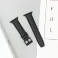 Cinturino per orologio in vera pelle perforata nera compatibile con Apple Watch. - 42/44/45/49 mm - (46 mm Gen 10/11) / Nero