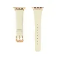 Cinturino di ricambio in pelle beige con accessori metallici oro rosa compatibile con smartwatch. - 42/44/45/49 mm - (46 mm Gen 10/11) / Bianco sporco - fibbia oro rosa