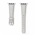 Cinturino per orologio in pelle grigio chiaro compatibile con Apple Watch, elegante design con fibbia. - 42/44/45/49 mm - (46 mm Gen 10/11) / Argento tecnologico