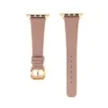 Cinturino in pelle compatibile con Apple Watch, cinturino rosa taupe con finiture in oro rosa. - 42/44/45/49 mm - (46 mm Gen 10/11) / Rosa - fibbia oro rosa