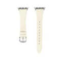 Cinturino per orologio in pelle beige di alta qualità compatibile con smartwatch eleganti. - 38/40/41 mm - (42 mm Gen 10/11) / Bianco Crema - Fibbia Argentata