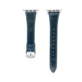 Cinturino per orologio in vera pelle blu scuro per Apple Watch con fibbia argentata. - 38/40/41 mm - (42 mm Gen 10/11) / Blu pavone - fibbia argento