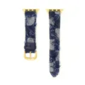 Cinturino per Orologio in Denim Quadri per Apple Watch SE 42mm 46mm Blu Fibbia Oro - 42/44/45/49 mm - (46 mm Gen 10/11) / Blu scuro - fibbia oro