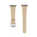 Cinturino di ricambio in pelle beige compatibile con Apple Watch Series SE accessori donna - Albicocca - fibbia argentata
