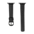 Cinturino in pelle nera con motivo litchi compatibile con Apple Watch, cinturino di ricambio. - 42/44/45/49 mm - (46 mm Gen 10/11) / Nero-Fibbia Nera