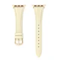 Cinturino in pelle beige con fibbia strass compatibile Apple Watch SE Serie 10 11. - 42/44/45/49 mm - (46 mm Gen 10/11) / Bianco crema - fibbia oro rosa