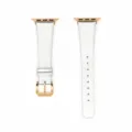 Cinturino di ricambio in pelle bianca sottile compatibile Apple Watch, con fibbia oro rosa. - 38/40/41 mm - (42 mm Gen 10/11) / Argento - chiusura dorata