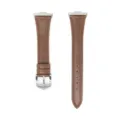 Brown leather replacement watch strap with silver metal buckle and connector for smartwatches. - Coffee-Silver Buckle