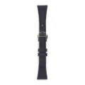 Cinturino per orologio in pelle blu scuro 18mm design sottile con fibbia deployant - Blu marina - fibbia a farfalla argento