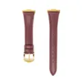 Burgundy leather watch strap with gold buckle replacement band for smart watch accessories. - Wine Red - Gold Buckle