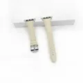 Cinturino per orologio in vera pelle beige compatibile con Apple Watch motivo litchi - Bianco avorio