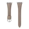 Taupe leather watch band compatible with Apple Watch, stylish replacement strap for women. - Gray-Silver Buckle