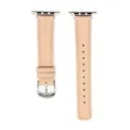 Cinturino per orologio in pelle litchi sottile di ricambio compatibile con Apple Watch - Rosa-Fibbia Argentata