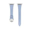 Cinturino in pelle azzurro compatibile con Apple Watch 42mm 46mm elegante ricambio. - 42/44/45/49 mm - (46 mm Gen 10/11) / Blu - fibbia argentata