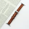 Cinturino di ricambio in pelle verniciata marrone lucida compatibile con Apple Watch - 42/44/45/49 mm - (46 mm Gen 10/11) / Caffè con fibbia argentata